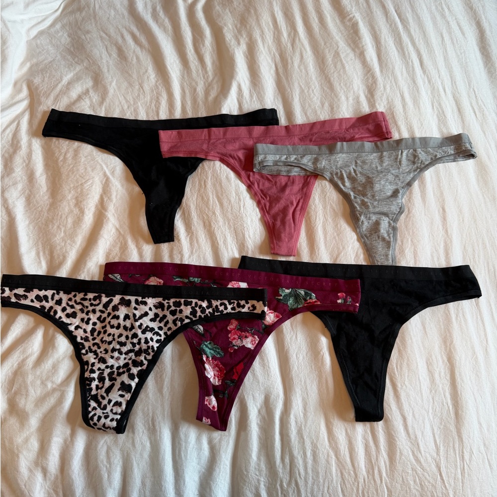 victoria secret thong bundle, size: medium, color: multi, NEVER WORN